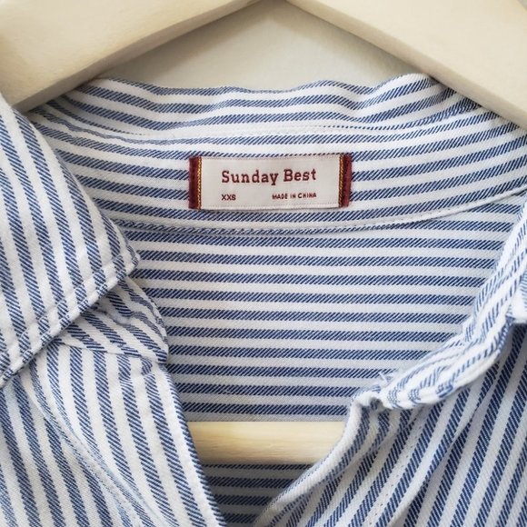ARITZIA Sunday Best | Montana Striped Collar Button Down Shirt | Size XXS - Picture 5 of 16